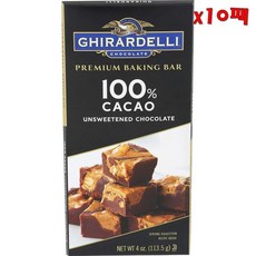 Ghirardelli Premium Baking Bar 100% Cacao Chocolate 기라델리 프리미엄 베이킹 바 100% 카카오 초콜릿 4oz(113g) 10팩, 10개, 113g