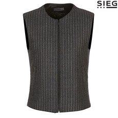 SIEG 화이트 스트라이프 지퍼 베스트(PRVAI3025)