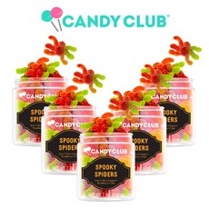 (5팩 기획) 캔디클럽 Candy Club 스푸키 스파이더 거미모양 사우어 귤 딸기 사과 콜라 신맛 젤리 198g