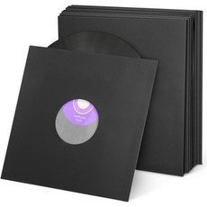 팩모구 20PCS 12in 검정 종이 & 폴리 안감 레코드 LP 비닐 레코드용 이너 슬리브 110gsm 33RPM 정전기 방지 보관 앨범 커버 재킷 오디오 파일용, 12 Inch_Black
