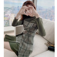 두 벌의 가짜를 결합함 겨울 가을 여성 스타일리쉬 작은 키 미디롱