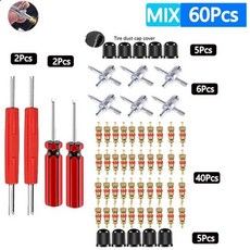 타이어 밸브 스템 제거 도구 풀러 수리 코어 청소 4 인 1 개, 13) Mix(60PCS)