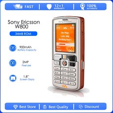 소니 에릭슨 리퍼브 오리지널 잠금 해제 휴대폰 W800c 2G FM, 01 WHITE, 01 simple set