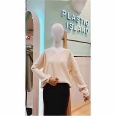 플라스틱아일랜드 W몰 컬러 V넥 니트 PK4KL070IV
