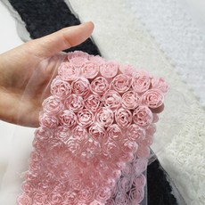 입체 장미꽃장식 레이스 폭 9.5cm 4칼라