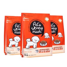 페츠베리머치 강아지사료 눈물사료 눈물자국 알러지 사료, 연어, 1kg, 3개 3)사료 연어1kg x3개입