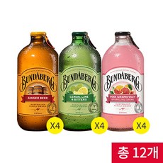  분다버그 3종 혼합믹스 핑크자몽 진저비어 레몬라임 375ml 각 4병 총 12병, 단품 
