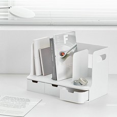 시스맥스 올리오 3단 서랍 책꽂이 화이트, 화이트(투명서랍)