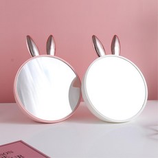 귀여운 토끼 모양 미니 화장대 거울 인테리어거울, 핑크