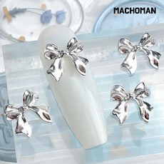 미니 블링 리본 메탈 네일파츠, 10개, 실버
