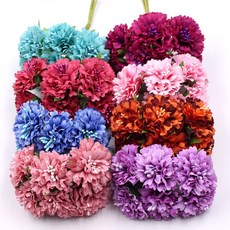 메리 골드 6 pcs/bunch 3.5cm 미니 데이지 꽃 꽃다발 인공 꽃 웨딩 장식 diy 공예 홈 인테리어 액세서리
