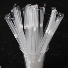긴빨대 자바라 7.0mmX250mm 투명 개별포장 10000개 일회용스트로우 플라스틱빨대, 20개, 500개입