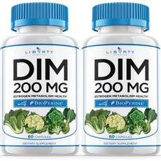 Liberty Lifestyle 리버티 라이프스타일 딤 200mg 디인돌릴메탄 플러스 바이오페린 에스트겐 밸런스 호르몬 여드름 120개, 60정, 1개