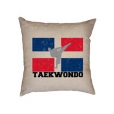 도미니카 공화국 올림픽-태권도-깃발 장식 아마 시트 라이너 베갯잇