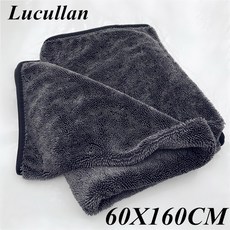 Lucullan 극세사 트위스트 건조 타월 전문 자동차 청소 천 세차 연마 왁싱 디테일링 60x90cm, 60X160cm 검은 가장자리