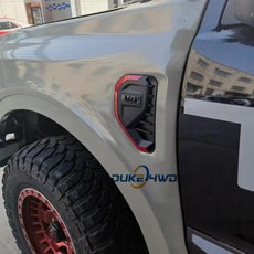 DUKE4WD 포드 레인저 2023 2024 블랙 자동차 사이드 펜더 에어 벤트 후드 스티커 콘센트 커버 장식 수정, 1개