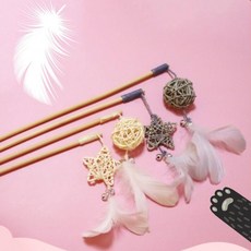  [20개] 사냥 재롱 놀이 깃털 방울 2종 낚시 고양이 반려 낚시대 스틱 동물 장난감, 화이트_원형 