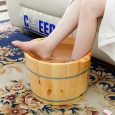 족욕 발족욕기 욕실 가정용 대야 바스켓 발통 마사지 샵 족탕 찜질, 프레임 다리가 있는 소나무 21CM 배럴 스툴, 1