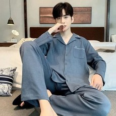 남녀공용 잠옷 카디건 세트 심플한 루즈핏 라지 홈웨어 파자마