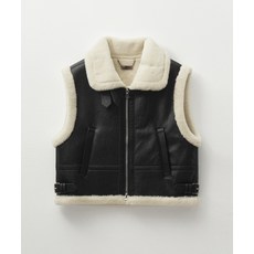[몽돌] 에코 퍼 무스탕 조끼 블랙 MDJK024BLACK