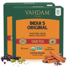 VAHDAM India's Original Masala Chai 바담 인도 오리지널 마살라 차이티 15개입 2팩, 15개, 2개