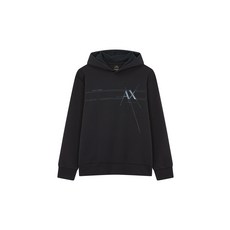 ARMANI EXCHANGE 아르마니익스체인지 남성 멀티 라인 로고 후드 티셔츠 - 블랙