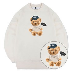 JYFASHION CAP BEAR 기모 맨투맨 남녀공용 맨투맨 티셔츠 빅사이즈