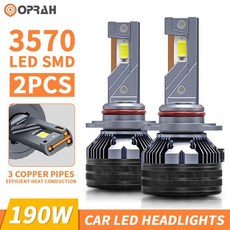 오토바이 H7 LED전구 LED H4 H11 H1 9005 9006 오류 없음 190W 60000LM 고출력 전구 흰색 12V 24V 6000K 2 개, 9006/hb4, 2개