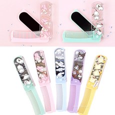 산리오 접이식 빗거울 세트 마이멜로디 쿠로미 시나모롤 포차코 폼폼푸린 휴대용 미니 거울 손거울, 1개, 포차코 접이형빗거울(9778)