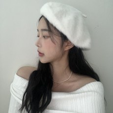 VANANA2 여성 보온 빈티지 무지 니트 레트로 소프트 겨울 러블리 빵모자 베레모 상품 이미지