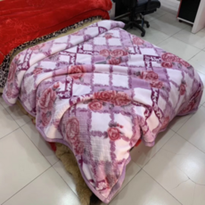 고급 겨울 킹 퀸 침대 대형 밍크 이불 꽃무늬 담요, 플라워 퍼플_200x230cm 7kg