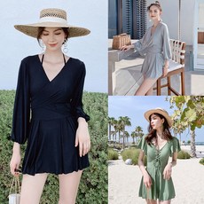 몸매커버 비치웨어 원피스수영복 빅사이즈 휴양지 원피스비키니 모노키니, 국내배송[2시이전 당일출고], 1.와플원피스비키니(반소매)_그레이, M