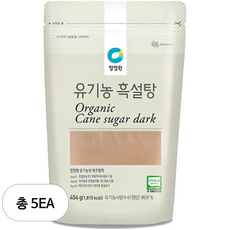 청정원 유기농 흑설탕, 5개, 454g