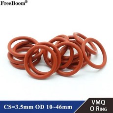 고무패킹 고무링 세트 VMQ-실리콘 O 링 CS 3.5mm OD 10 46mm 식품 등급 방수 와셔 고무 절연 원형 모양 씰 개스킷 빨간색 10/50 개, [03] OD 12mm ID 5mm, [01] 10pcs, [01] CS 3.5mm