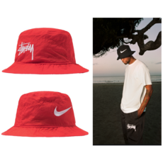 [미국 정품]Nike/Stussy 나이키 스투시 버켓 햇 레드 사이즈 S/M Bucket Hat Red Size S/M