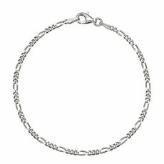 Sterling Silver 2.2mm Italian Diamond Cut Figaro Chain Anklet 9/65659