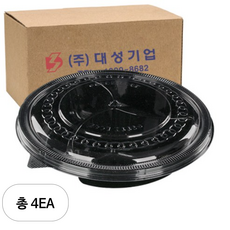 쿡앤락 원형 샐러드 찬용기 3칸 검정 세트, 50개, 4개