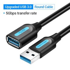 수 Vention-USB3.0 연장 케이블 남성-여성 USB2.0 와이어 초고속 3.0 USB 익스텐더 컴퓨터 pc용 데이터 동기화, 13) Black USB 3.0 CBH 0.5m