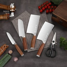 장소천 중식도 셰프 나이프 과도 주방 가위 칼 세트 원목 칼갈이 내장 칼블럭 포함 6종, 1개