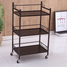 핸드카트 웨곤 홀 서빙 미용실 이동식카트 주방 피부과 트롤리 치과 다용도 병원 학교 관리실 카트, 브라운 심플_공식 표준