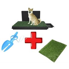  잔디배변판 배변 패드 인조잔디 빨아쓰는 배변판, 벽포함 배변판+인조잔디 추가1개+변처리 집게 