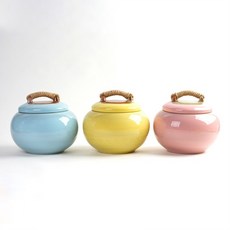 분청 컬러 무지 잡곡 단지 5kg 쌀독 현관 소금항아리, 핑크, 1개