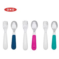 미국 옥소토트 어린이 숟가락 세트 with 케이스 3종 택1/ OXO Tot On-The-Go Fork Spoon Set, Teal, 1개