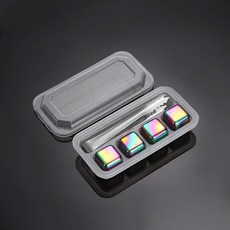 와인 아이스 버킷 칠링백 칠러 재사용 가능한 스테인리스 스틸 큐브 급속 냉동 금속 펠렛 식품 등급 맥주 쿨러 위스키 음료 워터 바 도구, 4pcs Rainbow Clip, 1개