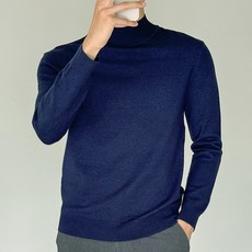 [제시본] 울혼방 반목 니트 하프넥 스웨터 남성 겨울티 남자 울니트 양모 함유