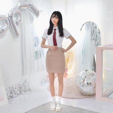 (하복)(허리조절) 스판 연베이지 교복치마 스커트 교복치마 교복 교복쇼핑몰 여자교복 여자교복치마+ar;ud*