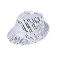 AK TRADING CO. Fashionable 유니섹스 Sequined 페도라 모자 - 실버 AK TRAD