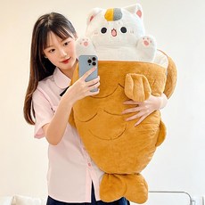당근 토끼 붕어빵 고양이 귀여운 베개 장난감 인형, A.붕어빵 고양이, 전체 길이 82x45cm