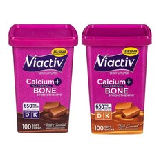 Viactiv 비엑티브 칼슘 비타민D K 영양제 100정 소프트 츄 카라멜맛 밀크 초코렛맛, 1개, 2. 밀크초콜렛맛 100정