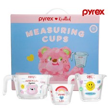 파이렉스 노티드 유리 계량컵 비커 250ml 500ml 1L 3P 세트 패키지, 혼합색상